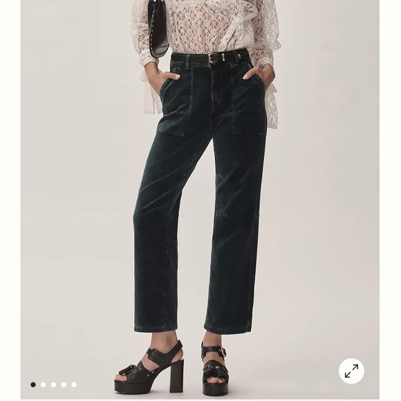 Pilcro The Wanderer Blue Velvet Mid Rise Relaxed Leg Pant Size 30. NWT